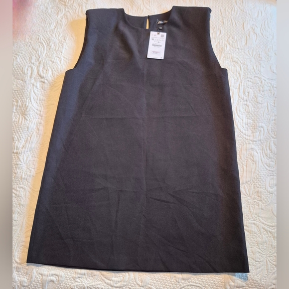 Zara women's size XL Black sleeveless dress above knee, padded shoulder NEW - Picture 1 of 7
